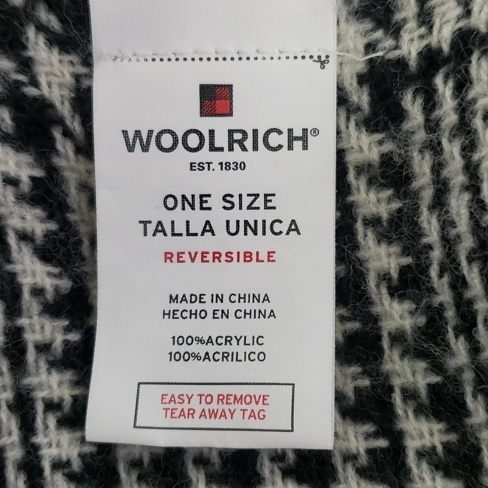 Woolrich Reversible Poncho Teal/Blk/Wht Plaid & Blk&wht Houndstooth O/S EUC